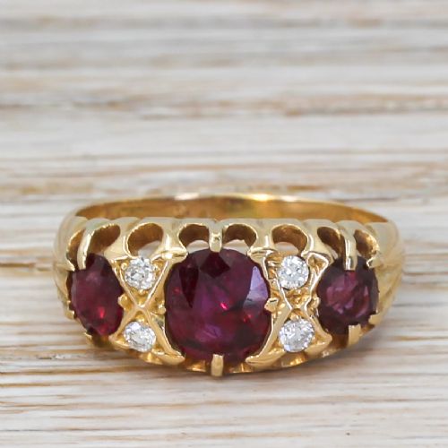 fig 1. Art Deco 1.10 Carat Natural Ruby Trilogy Ring, circa 1935