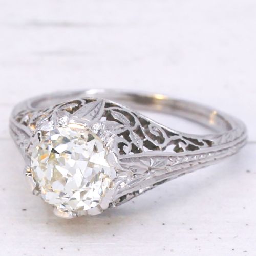 Antique 1.25 Carat Old Cut Diamond Solitaire Ring, Circa 1925