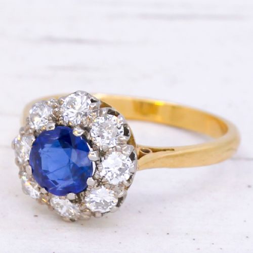 Vintage 0.75 Carat Sapphire & 0.65 Carat Diamond Ring, Circa 1960
