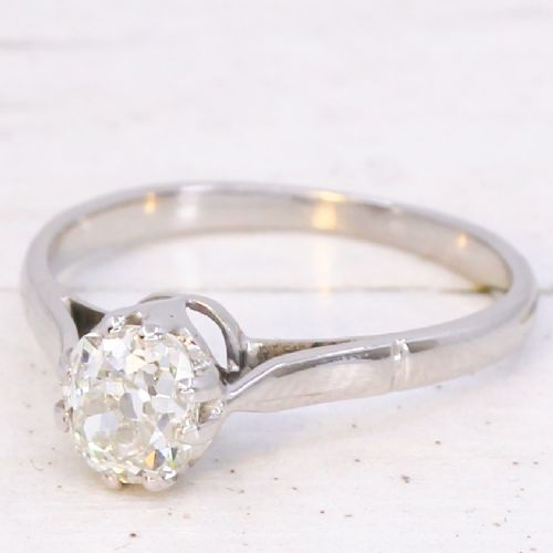 Vintage 0.80 Carat Old Cut Diamond Engagement Ring, Circa 1940