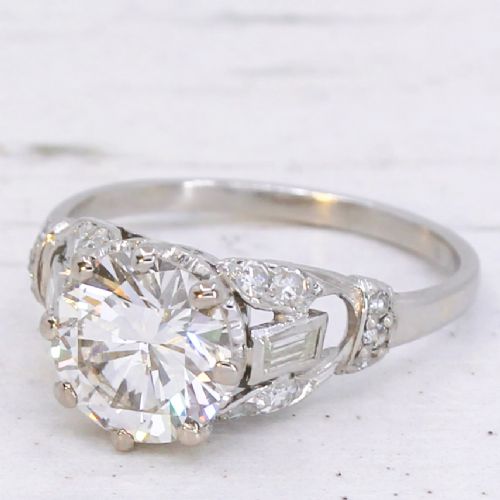 Vintage 1.79 Carat Diamond Engagement Ring, circa 1950