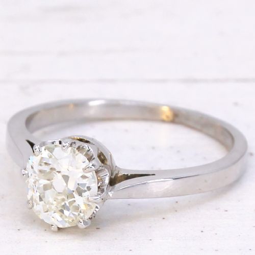 Antique 0.94 Carat Old Cut Diamond Engagement Ring, Circa 1925