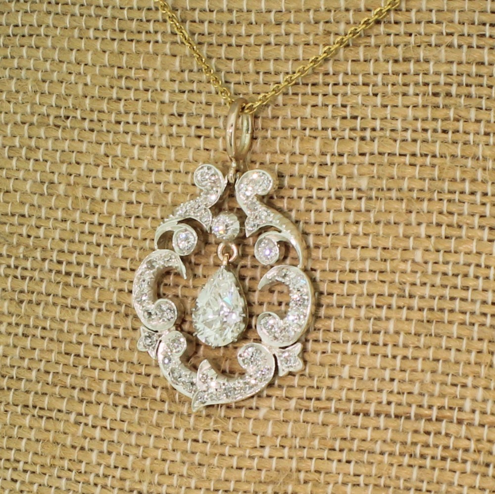 Victorian 3.48 Carat Old Cut Diamond Pear Drop Pendant, circa 1890