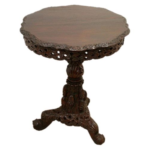 Ceylonese Carved Padouk Occasional Table