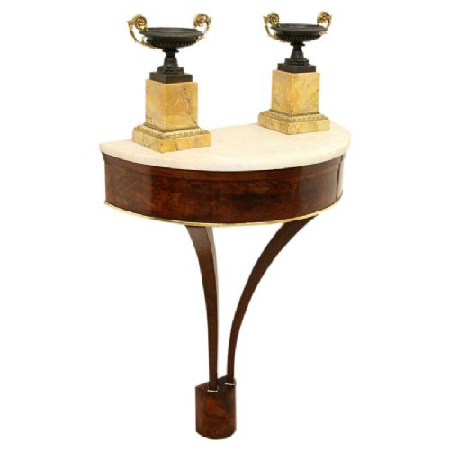 French Demi Lune Marble Top Console Table
