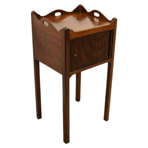 George III Mahogany Tambour Front Bedside Cabinet