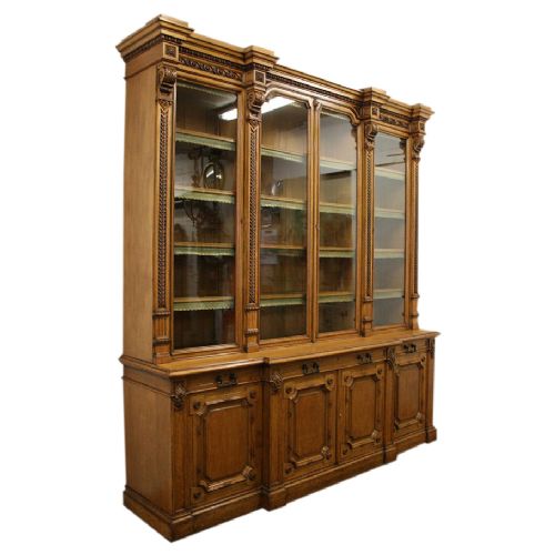 Victorian Oak Four Door Library Bookcase