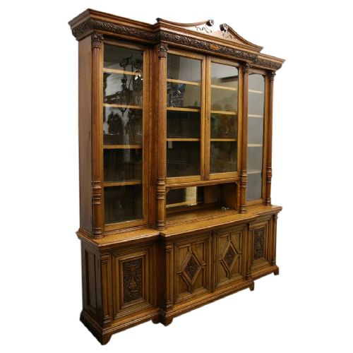 Victorian Oak Four Door Cabinet Bookcase