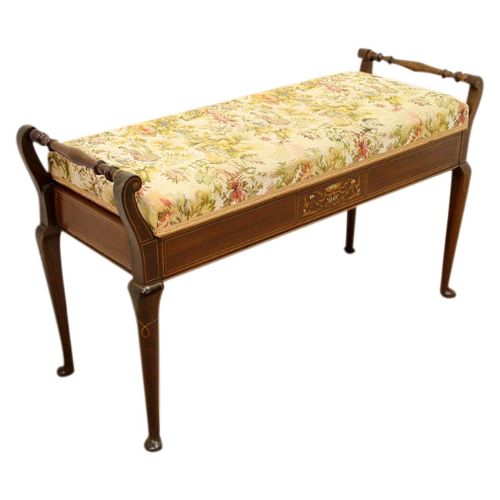 Sheraton Style Inlaid Mahogany Duet Stool
