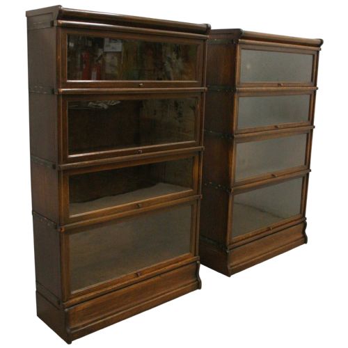 Pair of Globe Wernicke Oak Sectional/stacker Bookcases