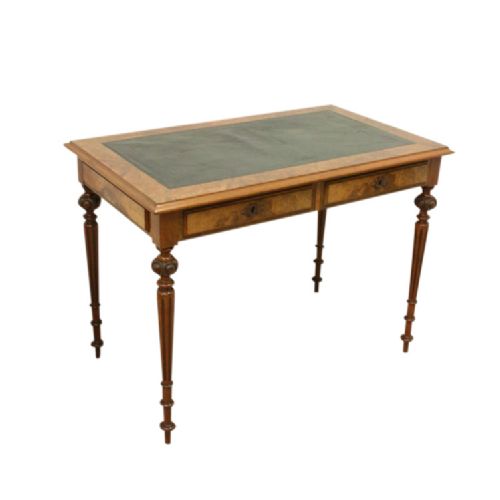 French Mid Victorian Burr Walnut Writing Table