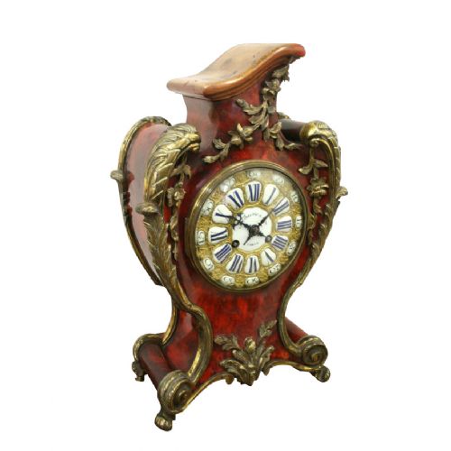 French Red Tortoiseshell Mantel Clock