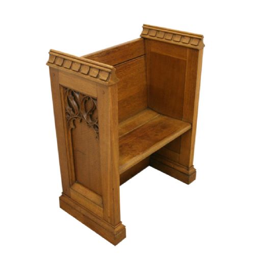 Carved Oak Monks Bench/prayer Stall