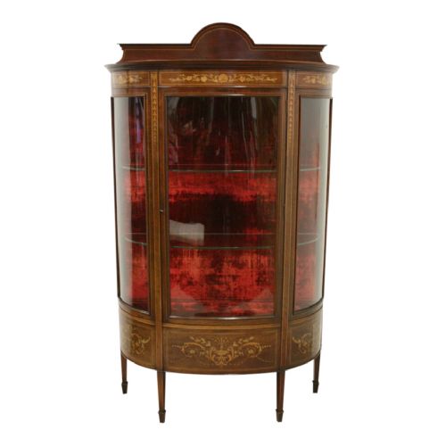 Sheraton Style Bow Front Display Cabinet