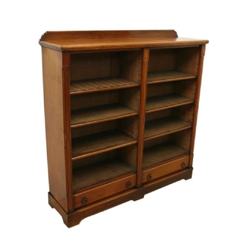 Walnut Double Section Open Bookcase