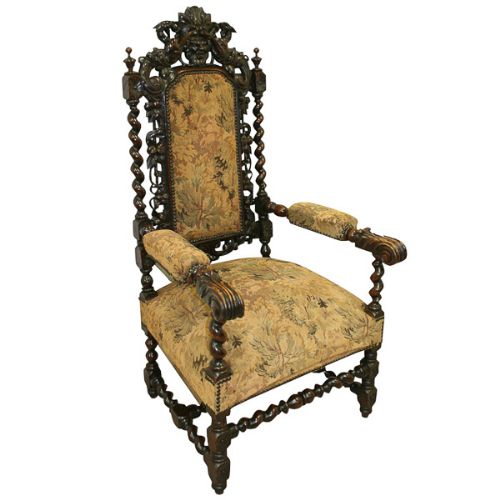 Mid Victorian Walnut Throne Chair