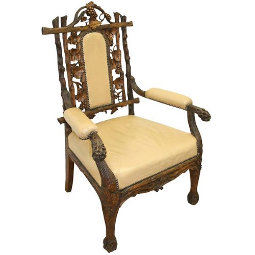 Black Forest Carved Oak Chair