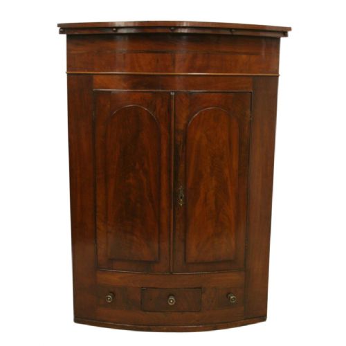 George III Bow Front Mahogany Corner Cupboard
