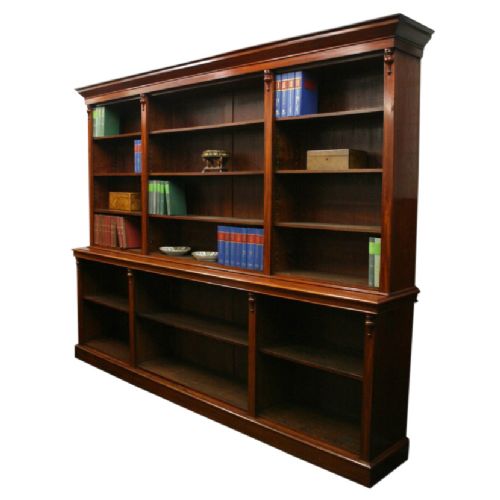 Large Mid Victorian Mahogany Open Bookcase