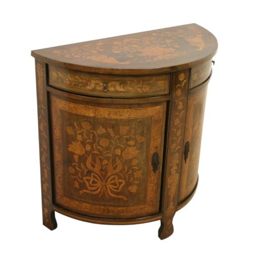 Dutch Marquetry Bow Front Side Cabinet