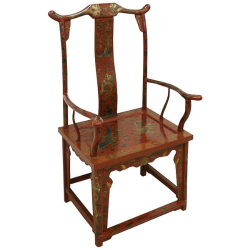 Chinese Red Lacquered Armchair