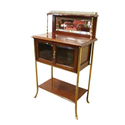 Mahogany and Brass Music Cabinet