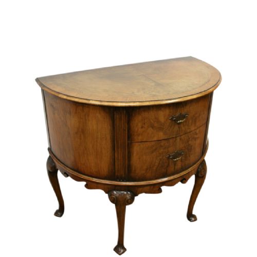 Walnut Demi Lune Side Cabinet by Wylie & Lochhead