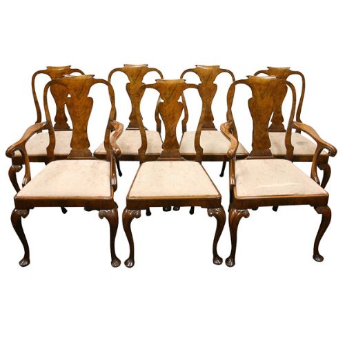 Set of 7 George III Style Walnut Dining Chairs