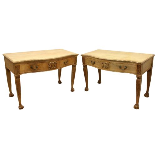 Pair of Georgian Style Serpentine Side Tables