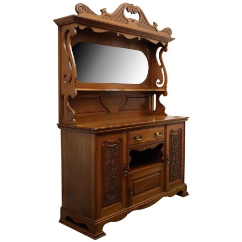 Art Nouveau Oak Mirror Back Sideboard