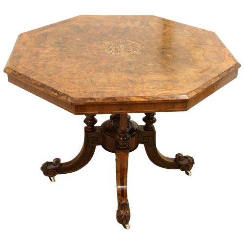 Mid Victorian Burr Walnut Octagonal Centre Table