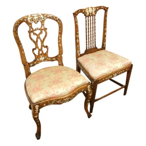 Two Ivory Inlaid Italian Chairs