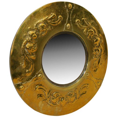 Art Nouveau Brass Wall Mirror