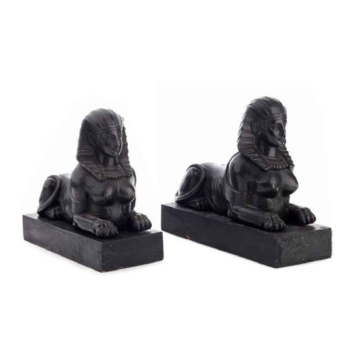Pair of Grand Tour Metal Sphinxes