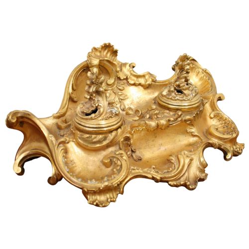 French Rococo Style Ormolu Encrier/desk Set