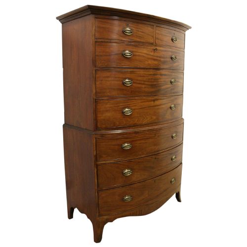 George III Mahogany Bow Front Chest on Chest