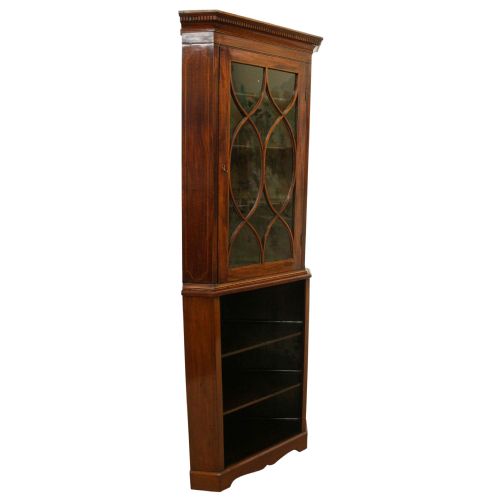 George III Mahogany Glazed Corner Cabinet