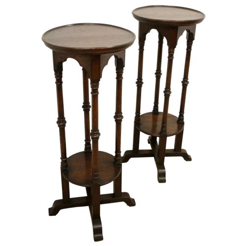Pair of Tall Oak Planters/stands