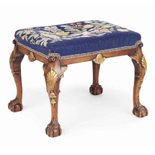 George II Style Walnut Gilded Stool