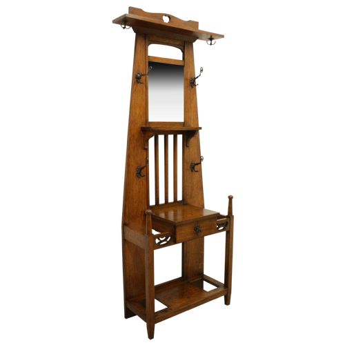 Art Nouveau Oak Hall Stand
