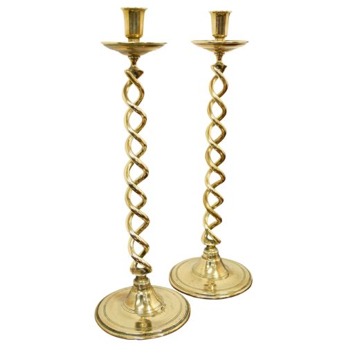 Pair of Late Victorian Brass Candlesticks