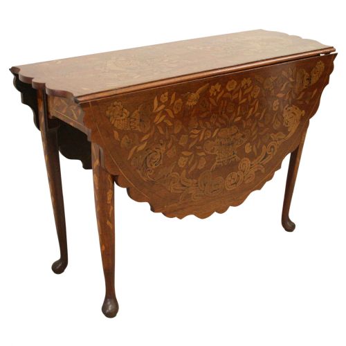Dutch Mahogany and Marquetry Drop Leaf Table