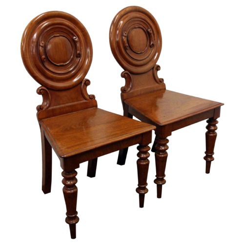 Pair of William IV Mahogany Hall Chairs