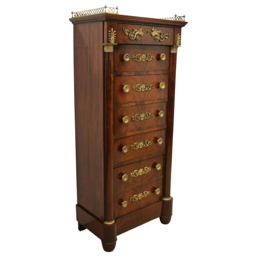 French Empire Style Tall Chest of Drawers