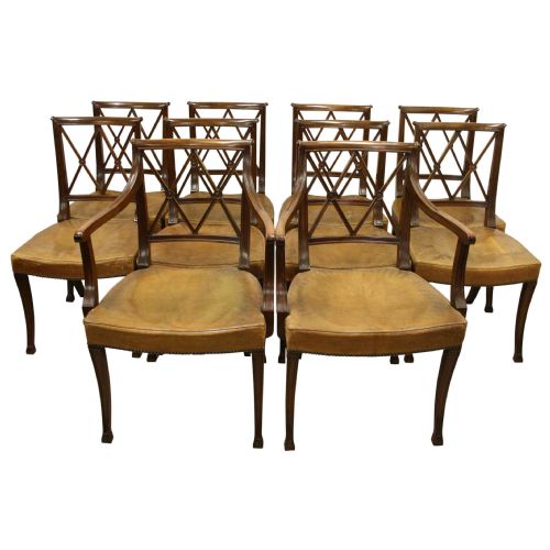 Set of 10 Hepplewhite Style Mahogany Dining Chairs