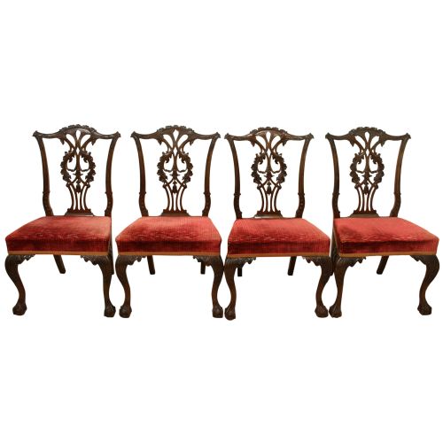 Set of 4 Chippendale Style Mahogany Dining Chairs