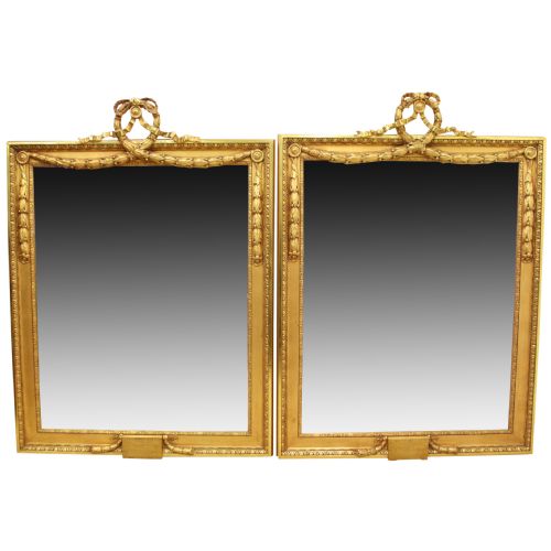 Large Pair of Carved and Gilded Mirrors