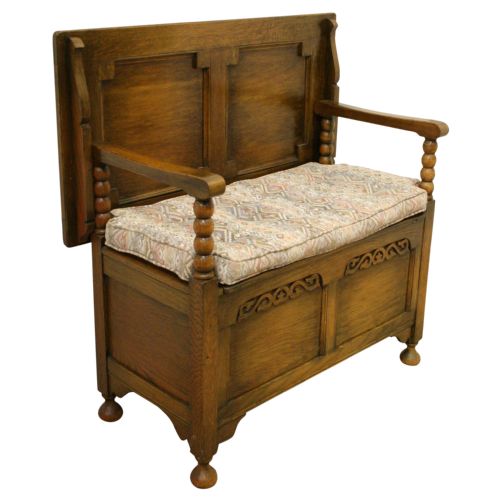 Jacobean Style Golden Oak Monks Bench