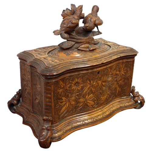 Black Forest Carved Fruitwood Tea Caddy