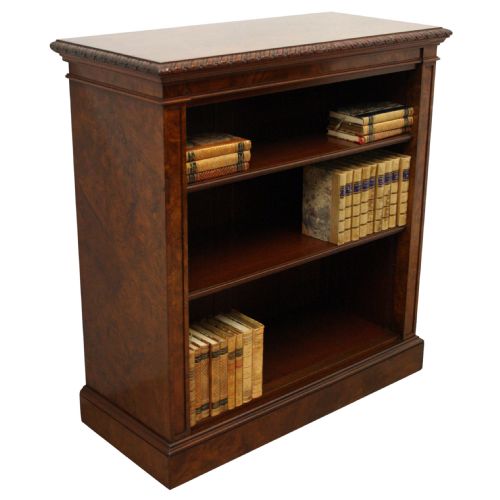 Mid Victorian Burr Walnut Open Bookcase